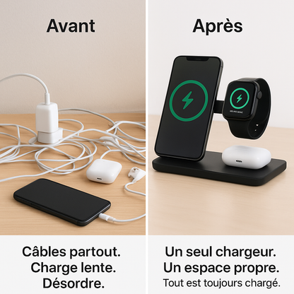 Station de Charge Sans Fil 3-en-1™ – iPhone, Apple Watch & AirPods – Paiement à la livraison