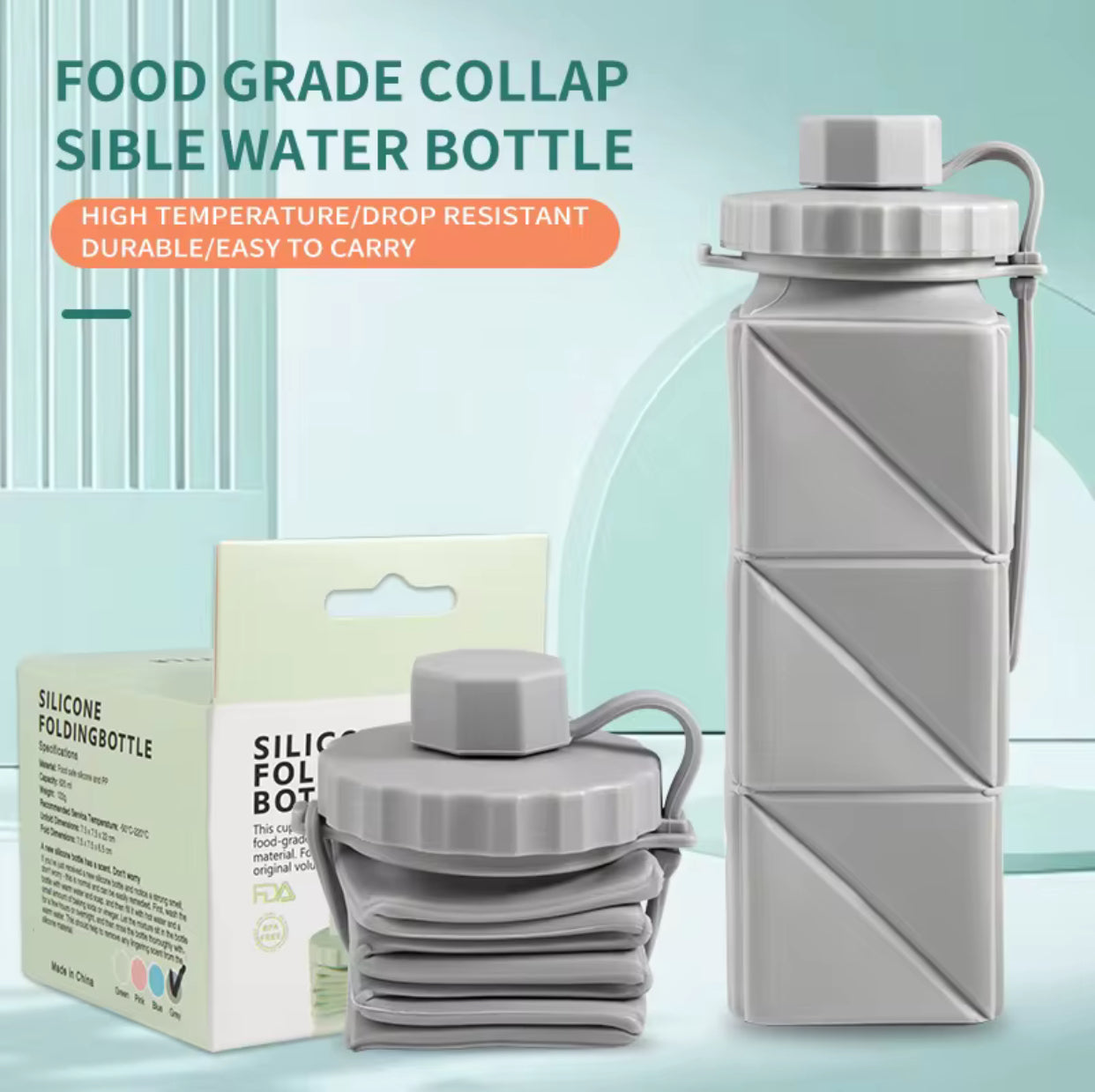 Bouteille d’eau pliable en Silicone™