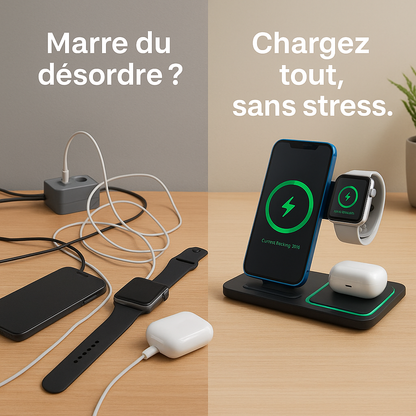 Station de Charge Sans Fil 3-en-1™ – iPhone, Apple Watch & AirPods – Paiement à la livraison